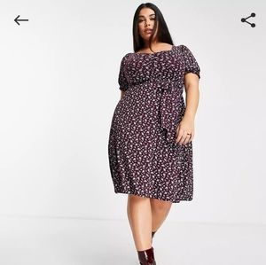 ASOS CURVE Yours sweetheart midi red ditzy floral dress